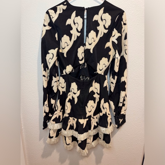 ALEXIS Rimini‎ Tassel Embroidered Floral Black and White Mini Dress Size S - Picture 10 of 14